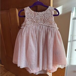 Girls' Pink Floral Lace Tulle Party Dress